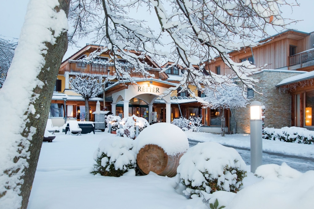 Eingang des Biorestaurants Retter im Winter